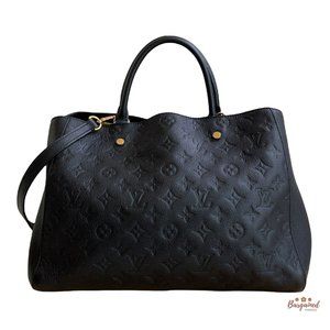Authentic LOUIS VUITTON Black Monogram Empreinte Montaigne GM Bag W/ Strap